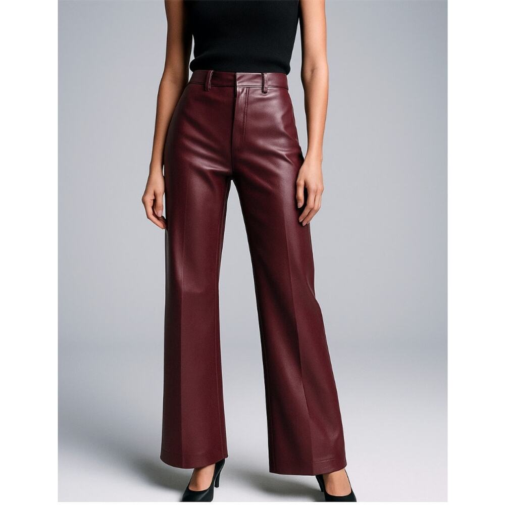 Aleksandre Akhalkatsishvili Low Waisted Faux Leather Pants Bordeaux XL EUC